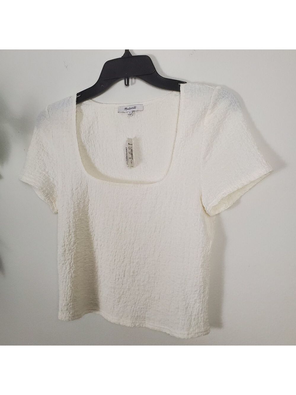 Madewell Popcorn Top Short Sleeve Square Neck Blouse Medium - Picture 2 of 9